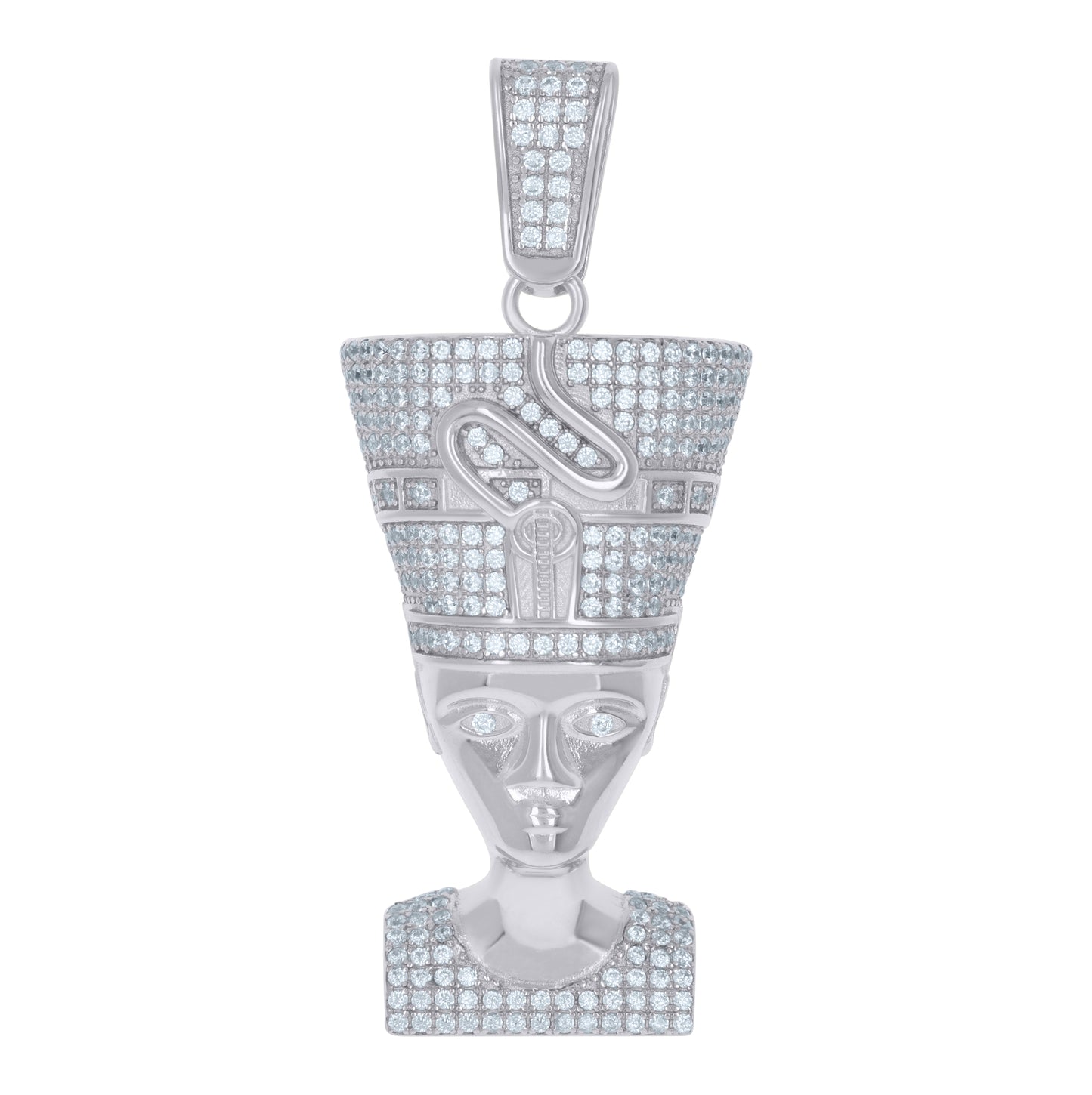 Sterling Silver Or Yellow-Tone Men Cubic-Zirconia Nefertiti Egyptian Fashion Charm Pendant