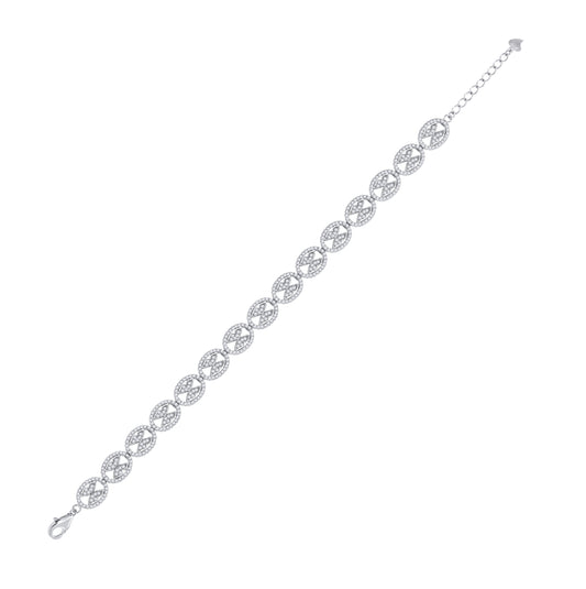 Sterling Silver Womens Cubic Zirconia Fancy Link Butterfly Adjustable Bracelet