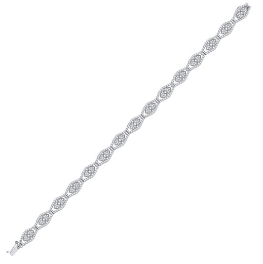 Sterling Silver Womens Cubic Zirconia Link Heart Bracelet
