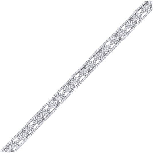 Sterling Silver Womens Micropave Cubic Zirconia Link Bracelet