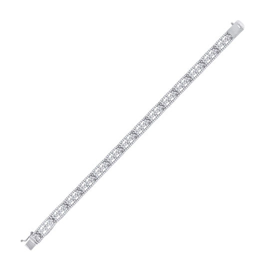 Sterling Silver Womens Micropave Cubic Zirconia Link Bracelet