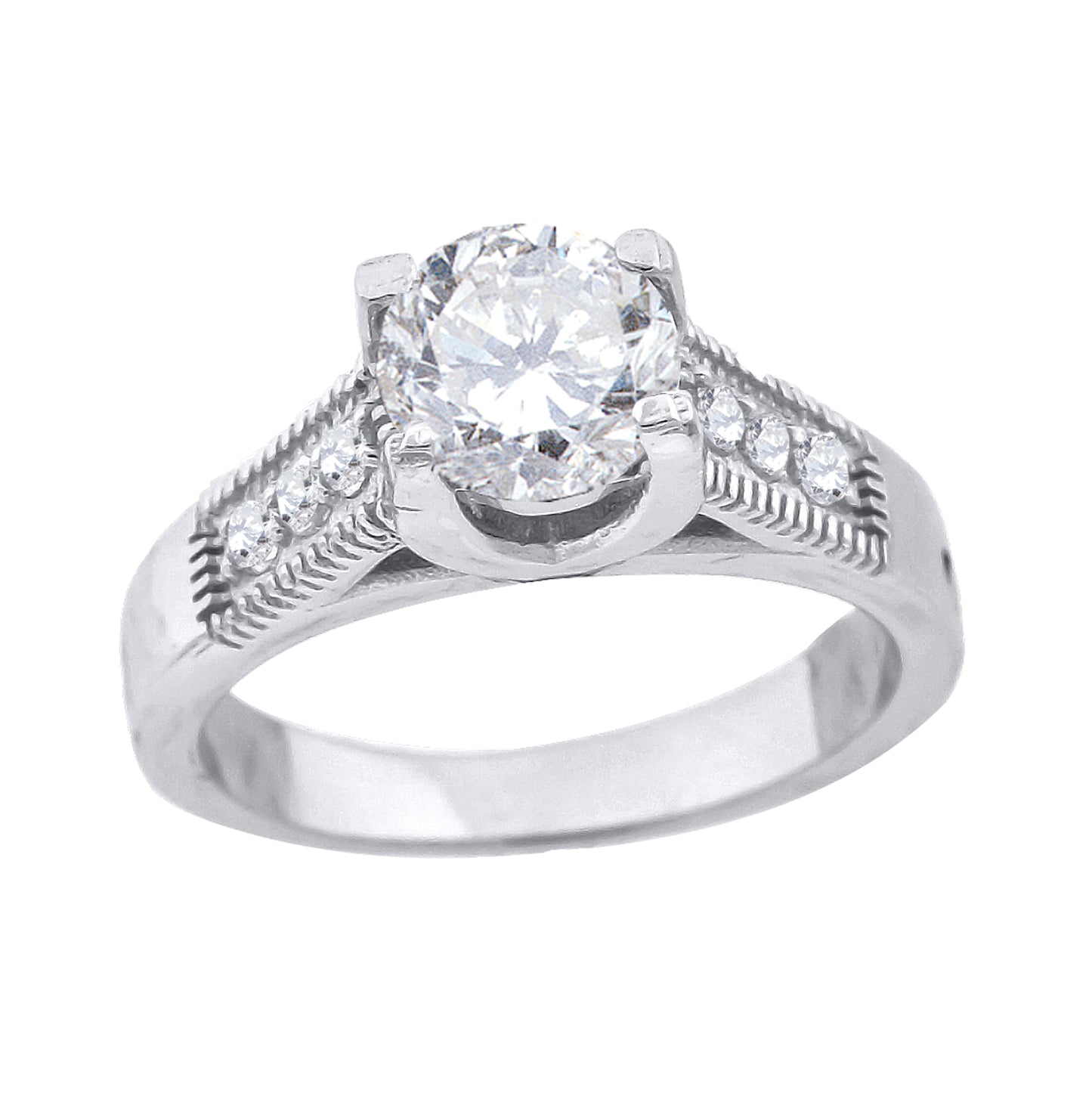 Sterling Silver Womens Cubic Zirconia Migraine Bridal Anniversary Engagement Wedding Ring