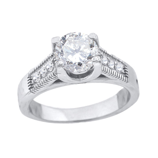 Sterling Silver Womens Cubic Zirconia Migraine Bridal Anniversary Engagement Wedding Ring