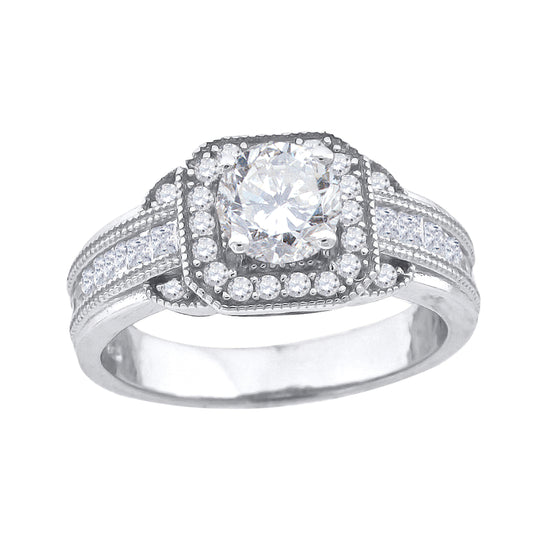 Sterling Silver Womens Cubic Zirconia Bridal Anniversary Engagement Wedding Ring