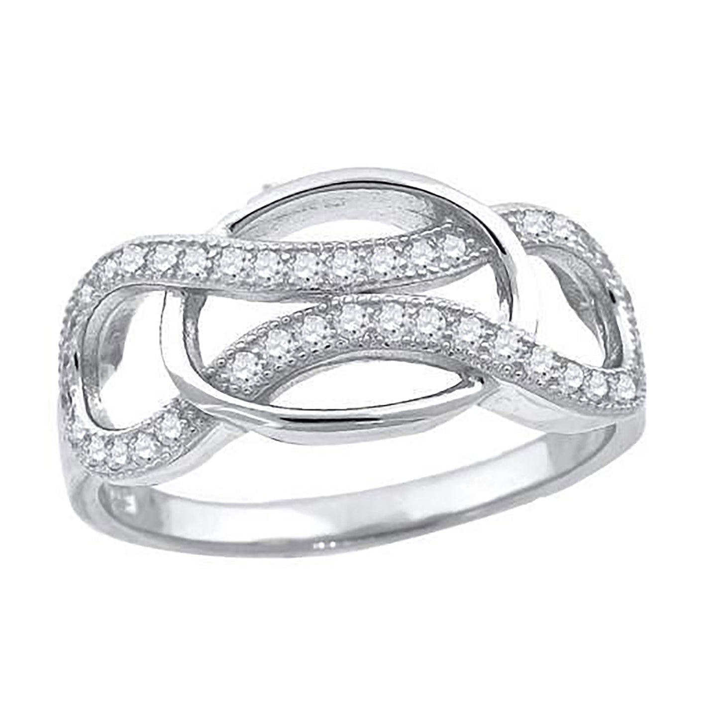 Sterling Silver Women's Cubic-Zirconia Infinity Fashion Bridal Anniversary Wedding Engagement Band Ring