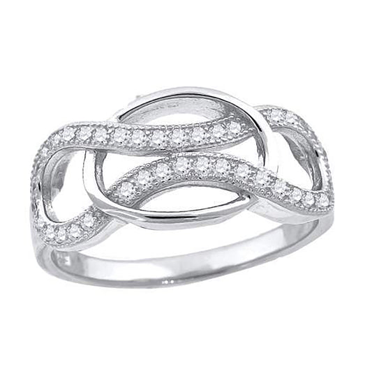 Sterling Silver Women's Cubic-Zirconia Infinity Fashion Bridal Anniversary Wedding Engagement Band Ring