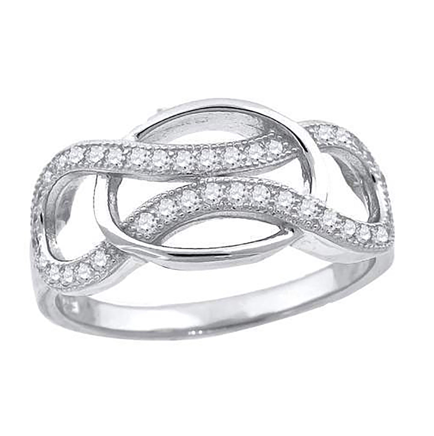 Sterling Silver Women's Cubic-Zirconia Infinity Fashion Bridal Anniversary Wedding Engagement Band Ring