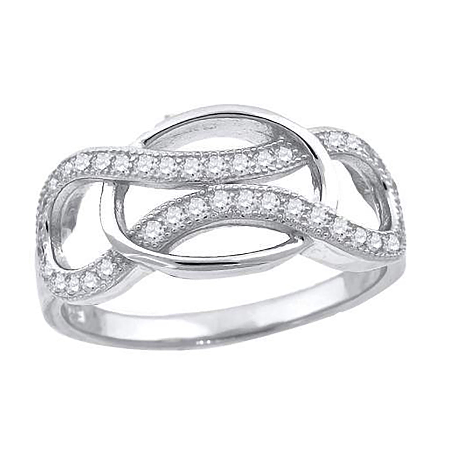 Sterling Silver Women's Cubic-Zirconia Infinity Fashion Bridal Anniversary Wedding Engagement Band Ring
