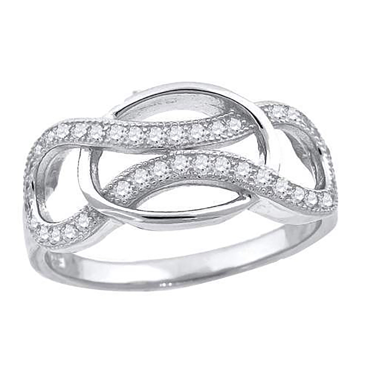 Sterling Silver Women's Cubic-Zirconia Infinity Fashion Bridal Anniversary Wedding Engagement Band Ring