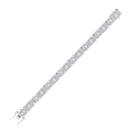Sterling Silver Women Micropave Cubic Zirconia I-Link Bracelet