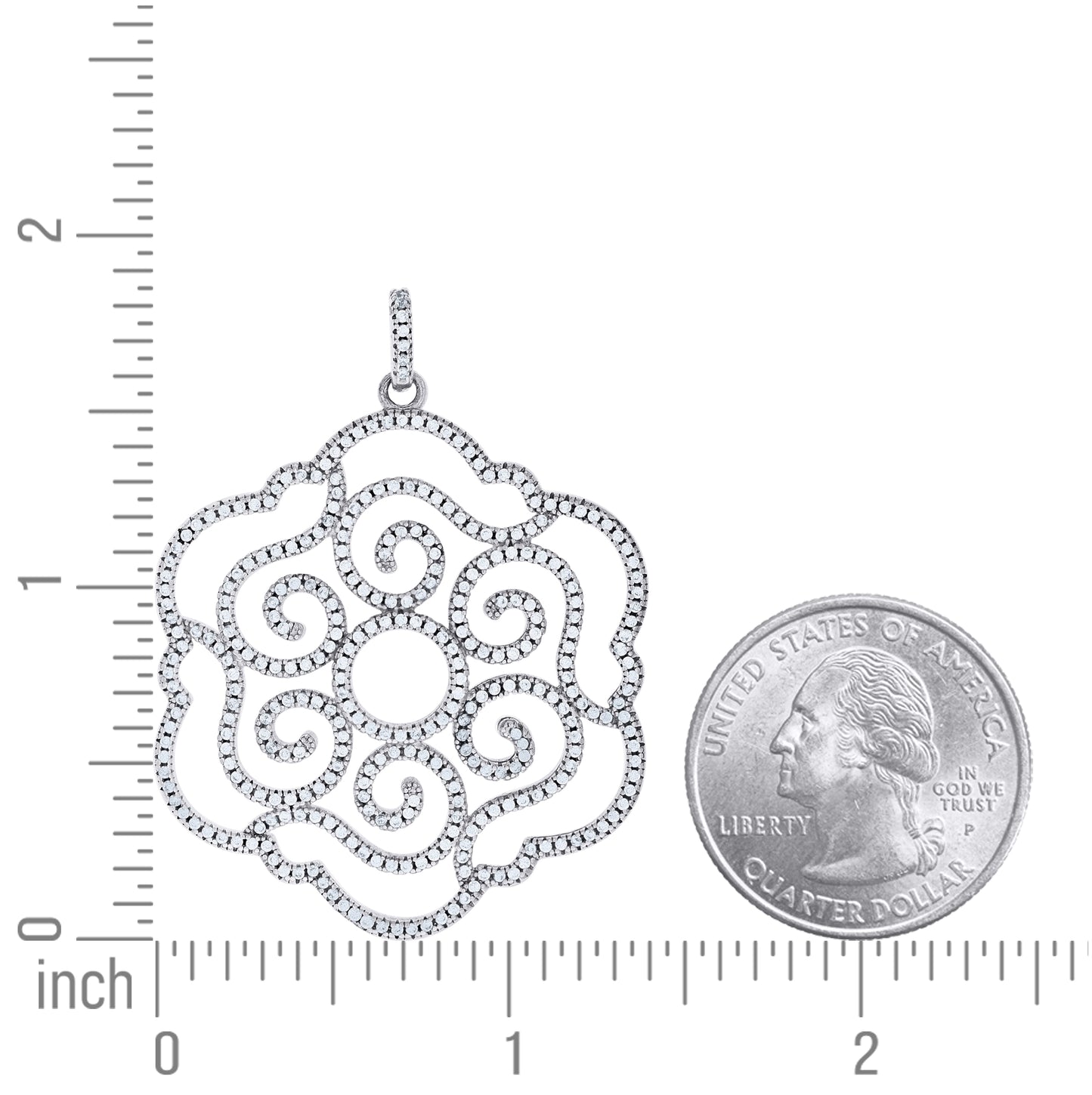 Sterling Silver Womens Cubic-Zirconia Nature Motif Charm Pendant