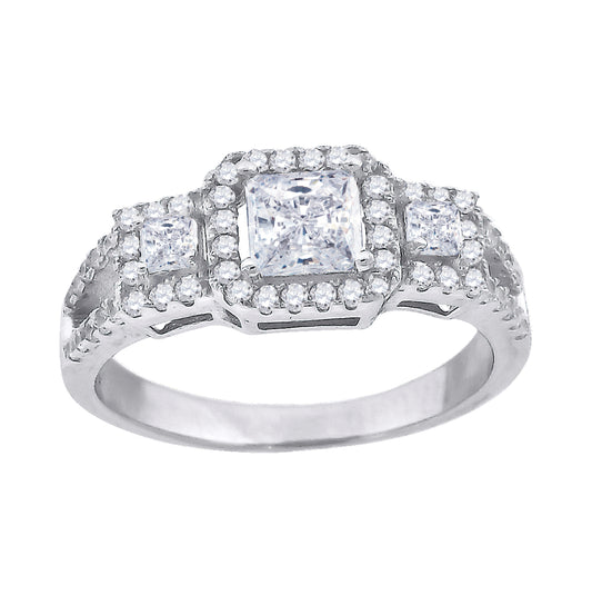 Sterling Silver Women's Cubic Zirconia Bridal Anniversary Engagement Wedding Ring