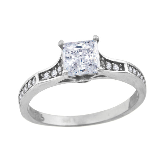 Sterling Silver Women's Cubic Zirconia Bridal Anniversary Engagement Wedding Ring