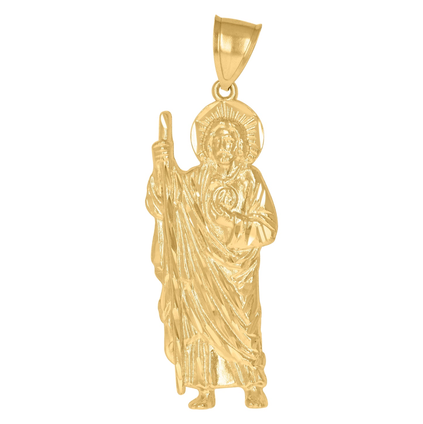 10K Yellow Gold Mens Saint Jude Religious Charm Pendant