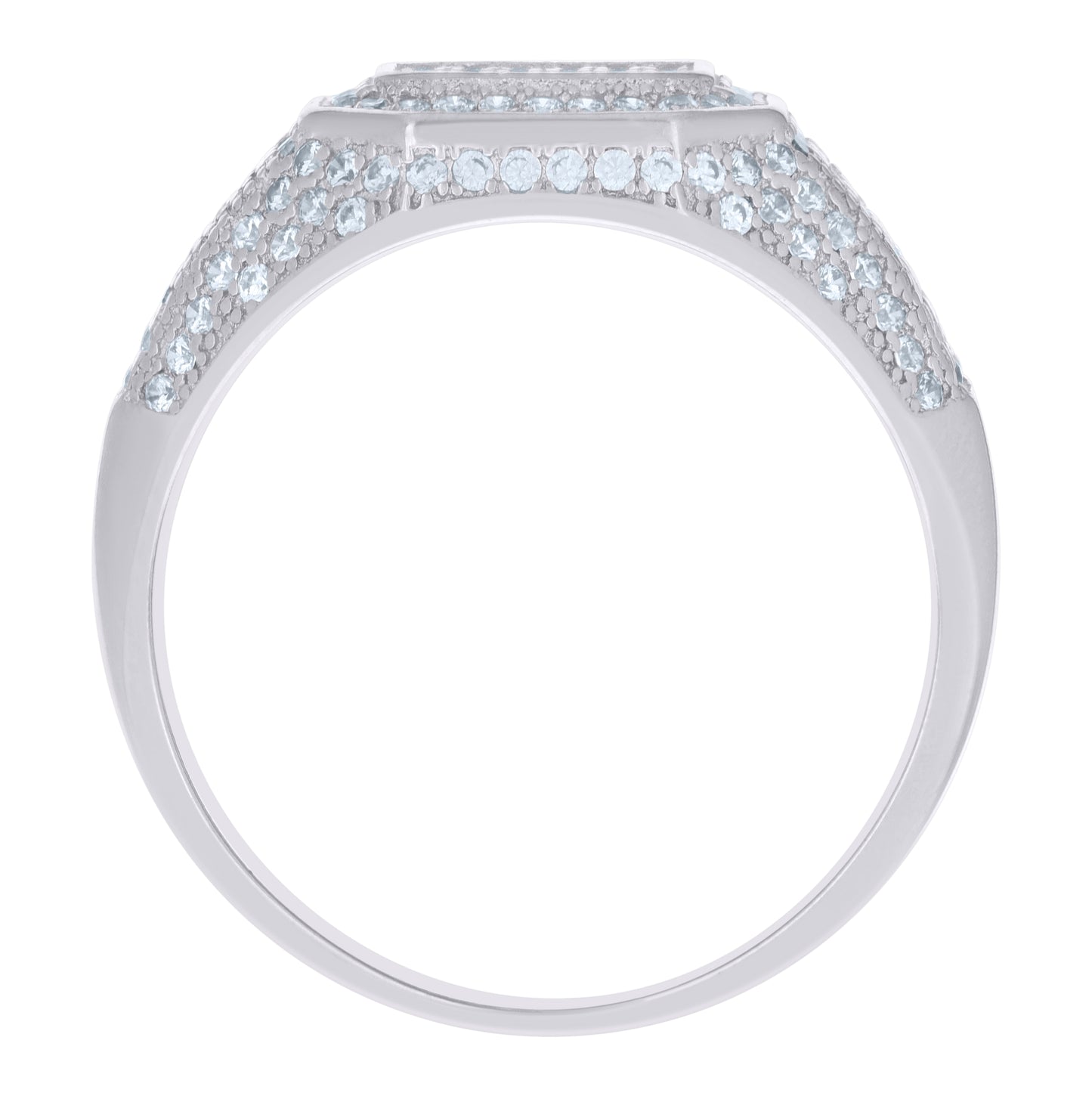 Sterling Silver White Mens Cubic-Zirconia Fashion Bridal Anniversary Wedding Engagement Band Ring