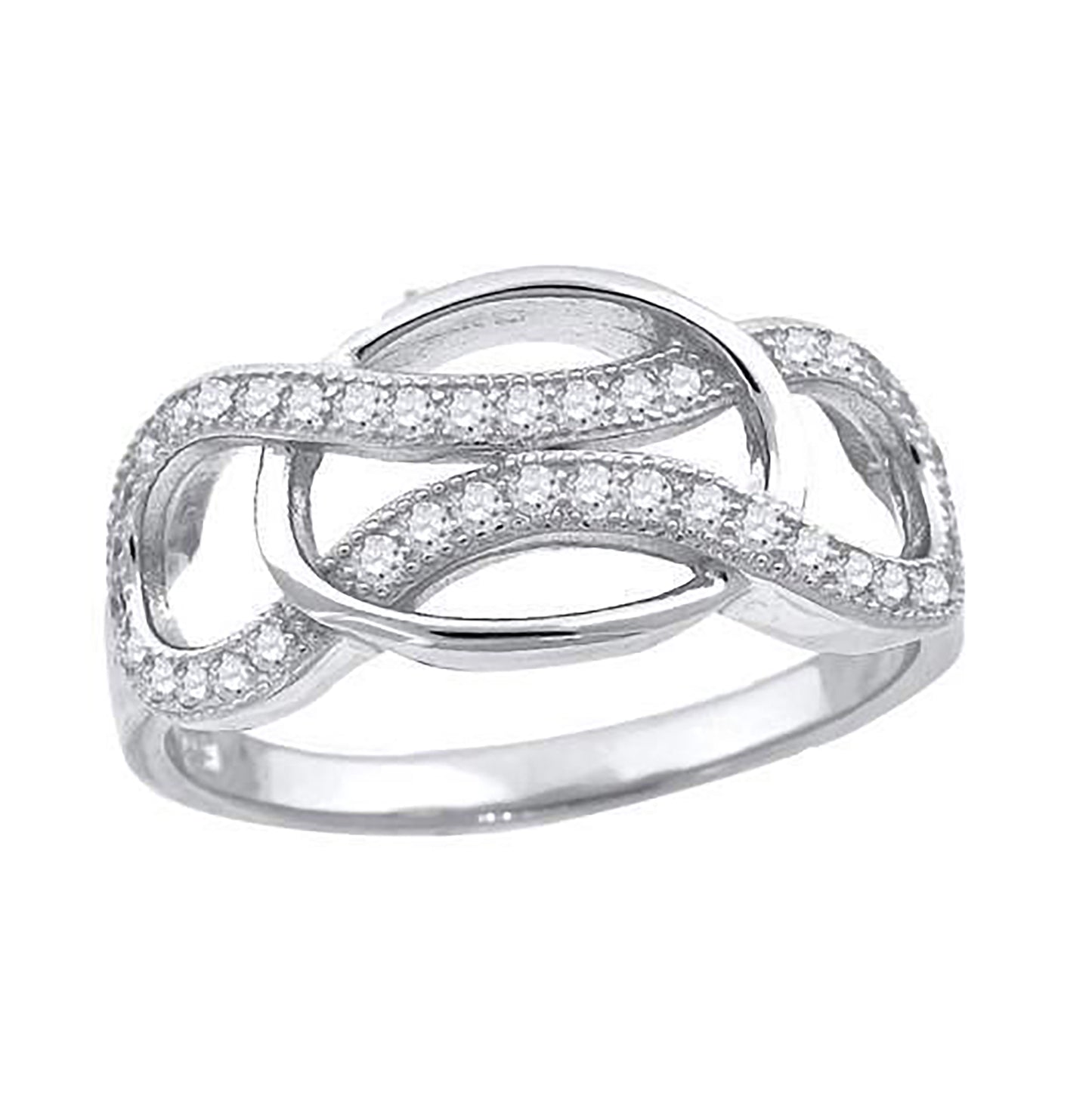 Sterling Silver Women's Cubic-Zirconia Infinity Fashion Bridal Anniversary Wedding Engagement Band Ring