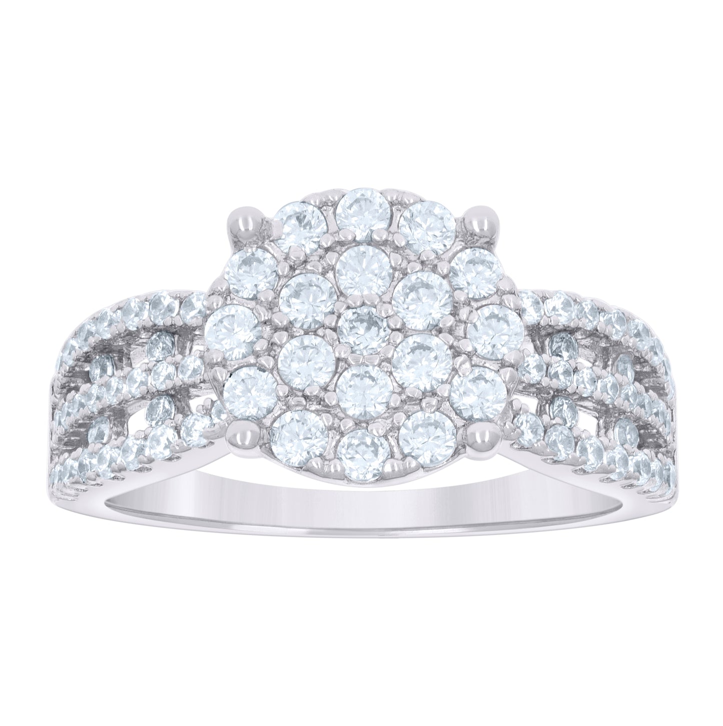 Sterling Silver Womens Cubic-Zirconia Round Head Fashion Bridal Anniversary Wedding Engagement Band Ring