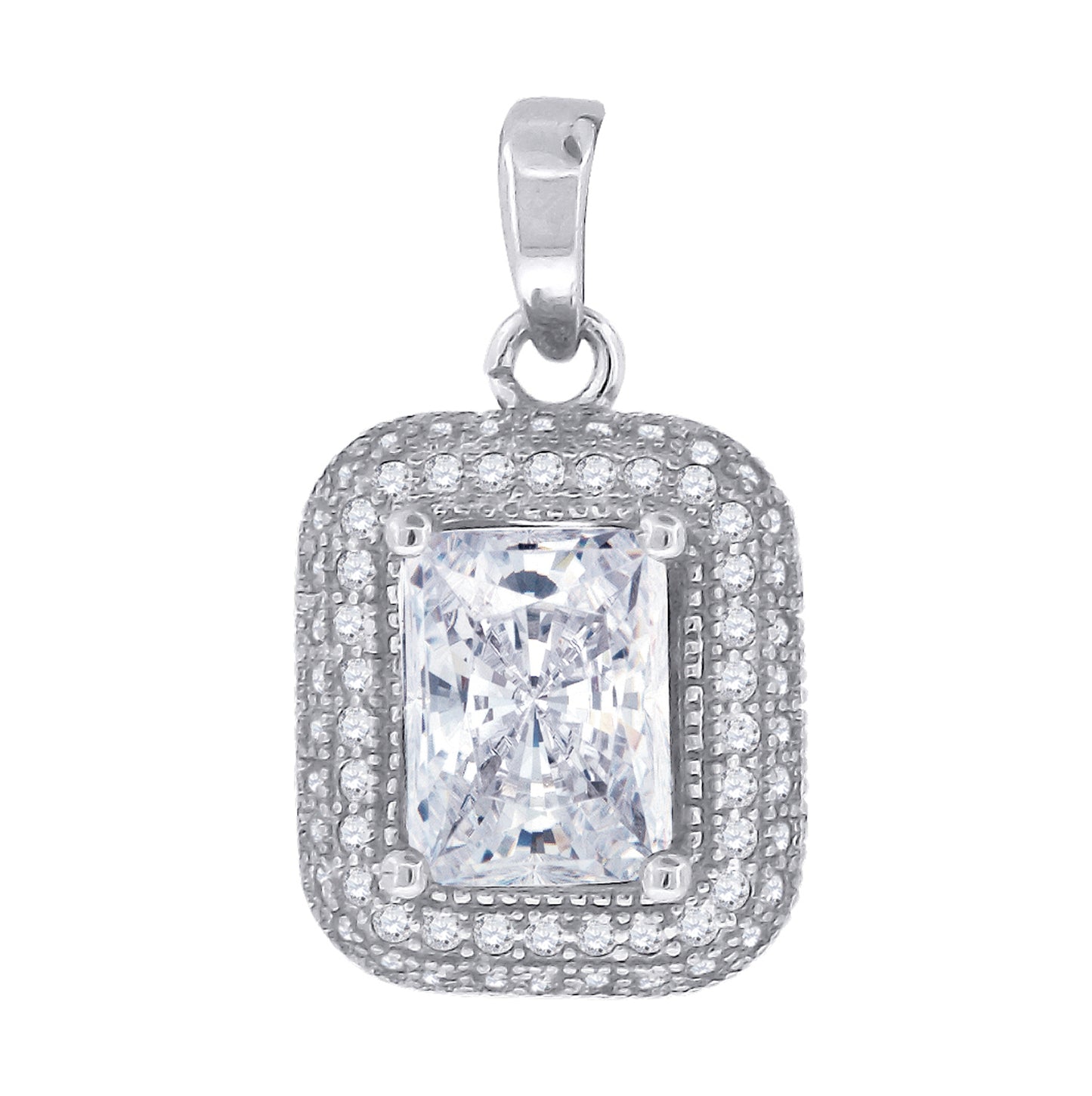 Sterling Silver Womens Cubic-Zirconia Charm Pendant