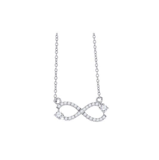 Sterling Silver Women Cubic Zirconia Rolo Link Infinity Necklace