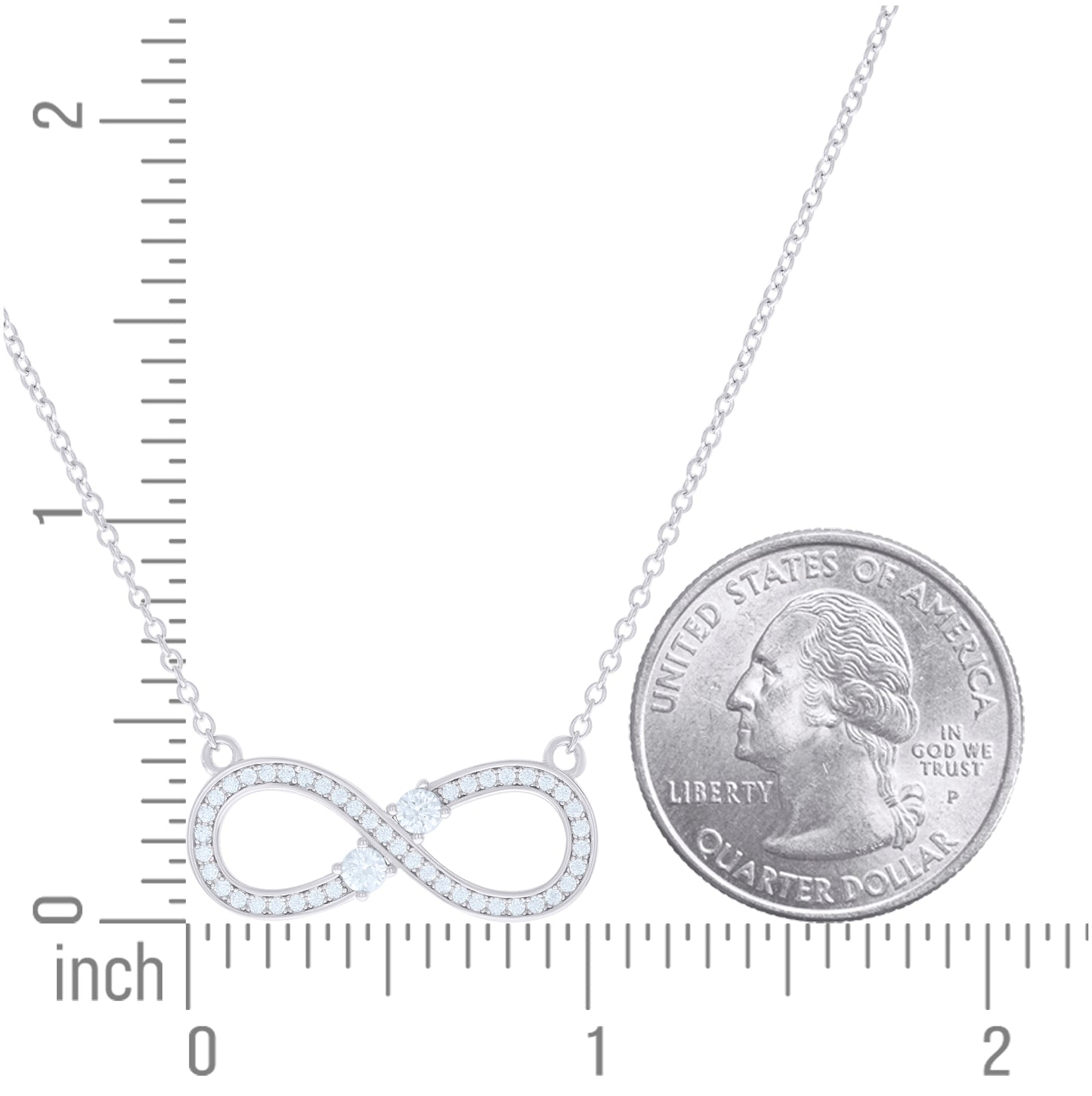 Sterling Silver Women Cubic Zirconia Rolo Link Infinity Necklace
