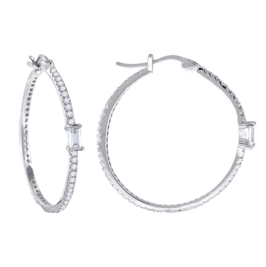 Sterling Silver Womens Cubic Zirconia Twisted Huggie Hoop Earrings