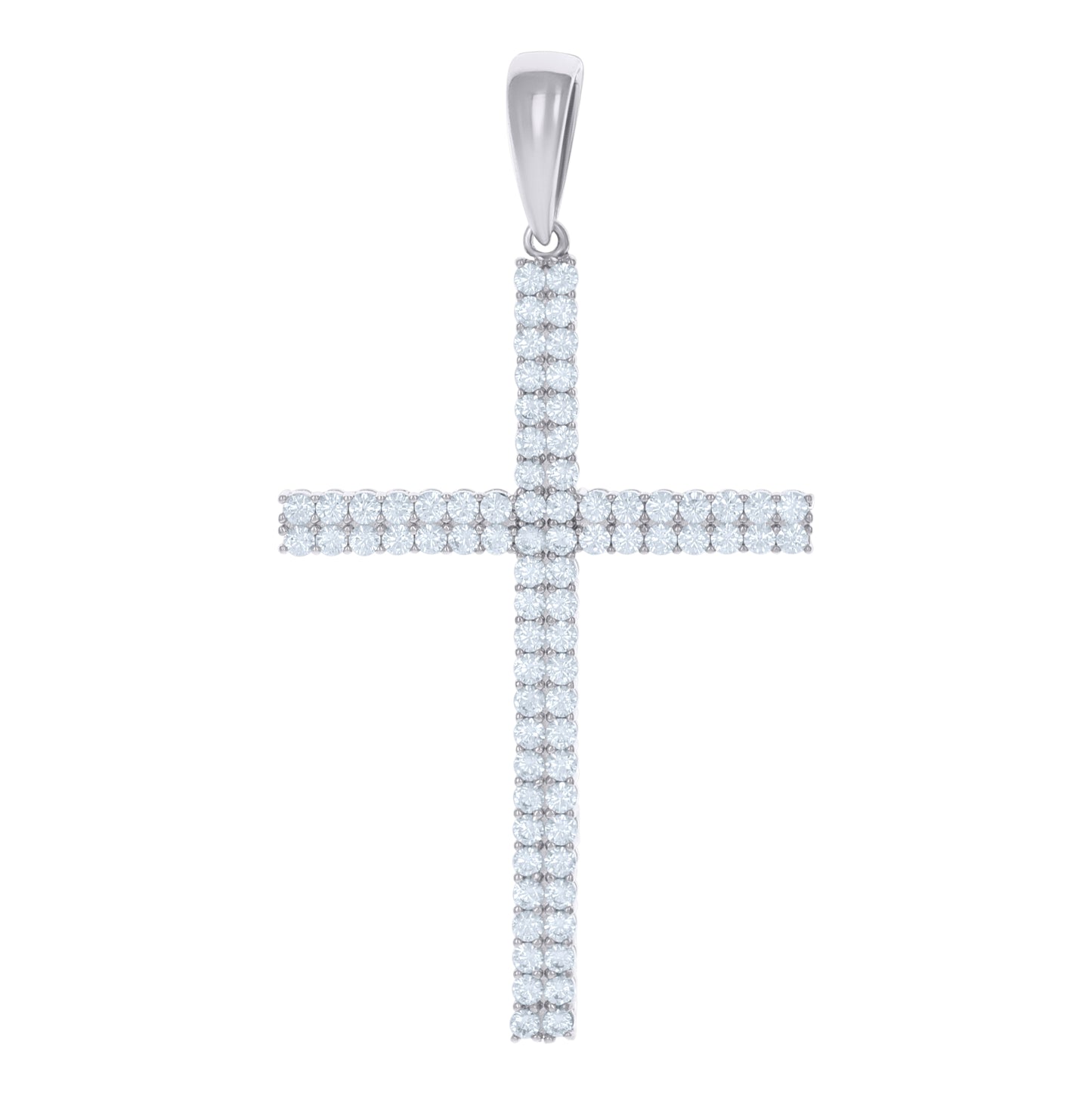 Sterling Silver Mens Cubic-Zirconia Cross Religious Charm Pendant
