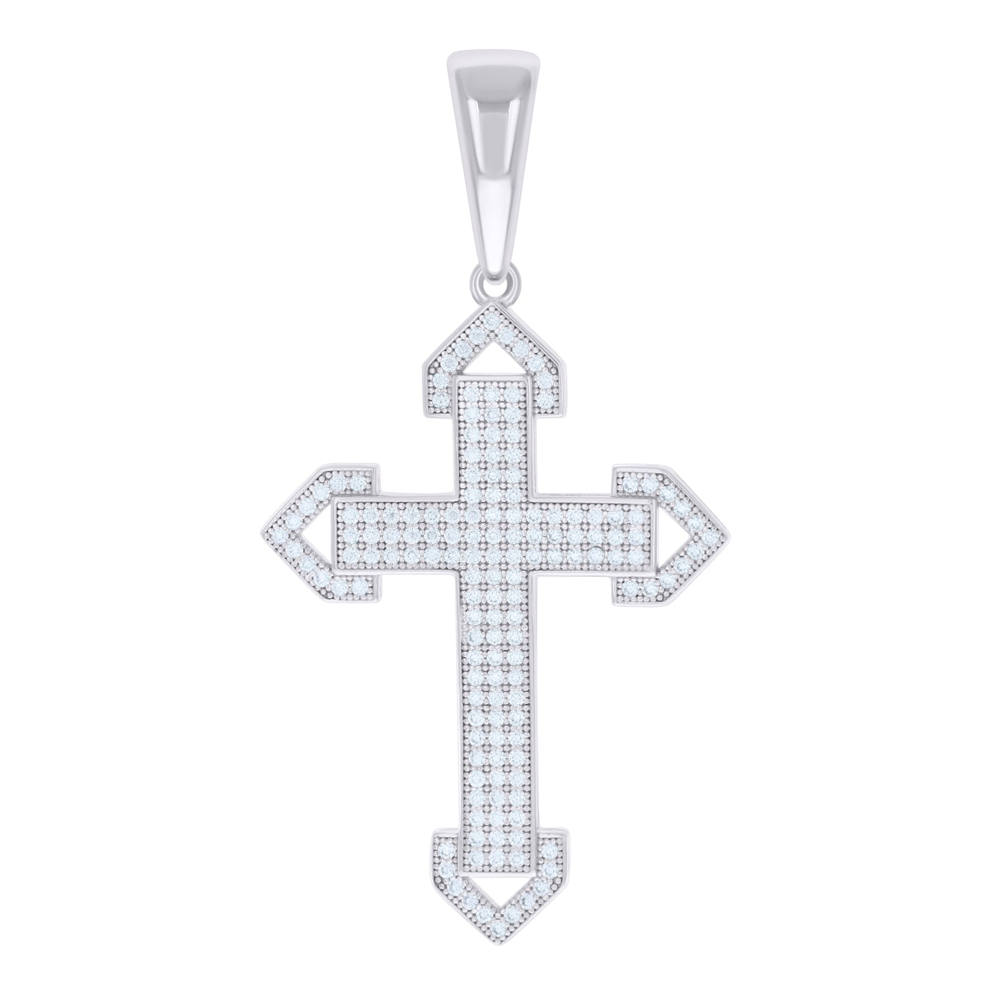 Sterling Silver Men Cubic-Zirconia Cross Religious Charm Pendant