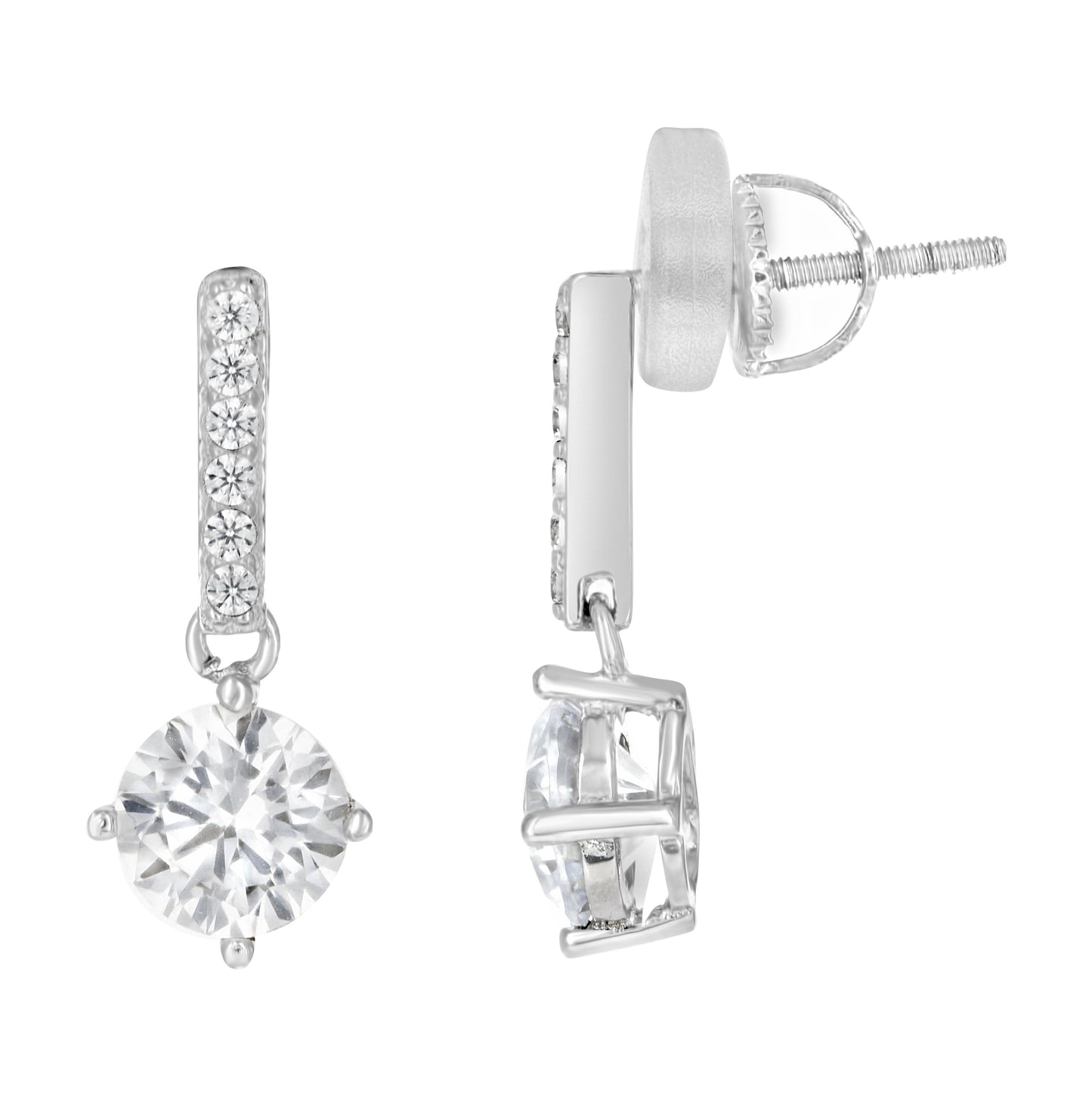 Sterling Silver Womens Cubic-Zirconia Fashion Danglers Earrings