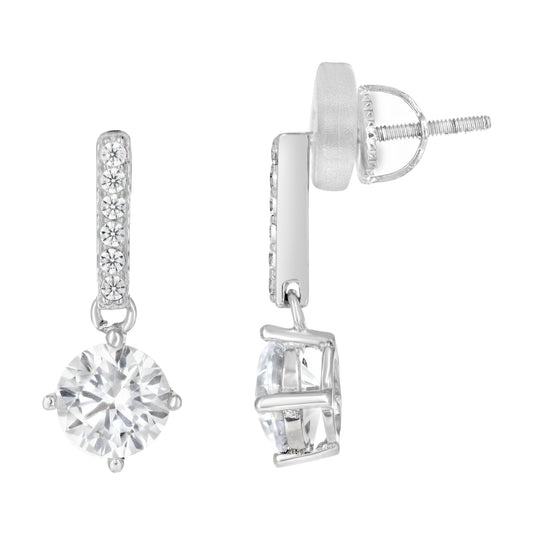 Sterling Silver Womens Cubic-Zirconia Fashion Danglers Earrings