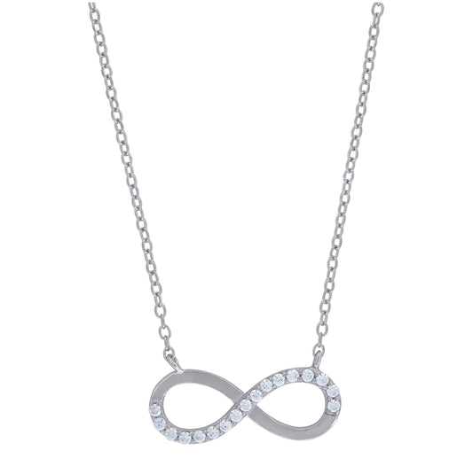 Sterling Silver Womens Round Cubic Zirconia Infinity Pendant Fashion Necklace