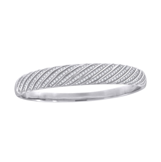 Sterling Silver Womens Cubic Zirconia Fashion Migraine Bangle