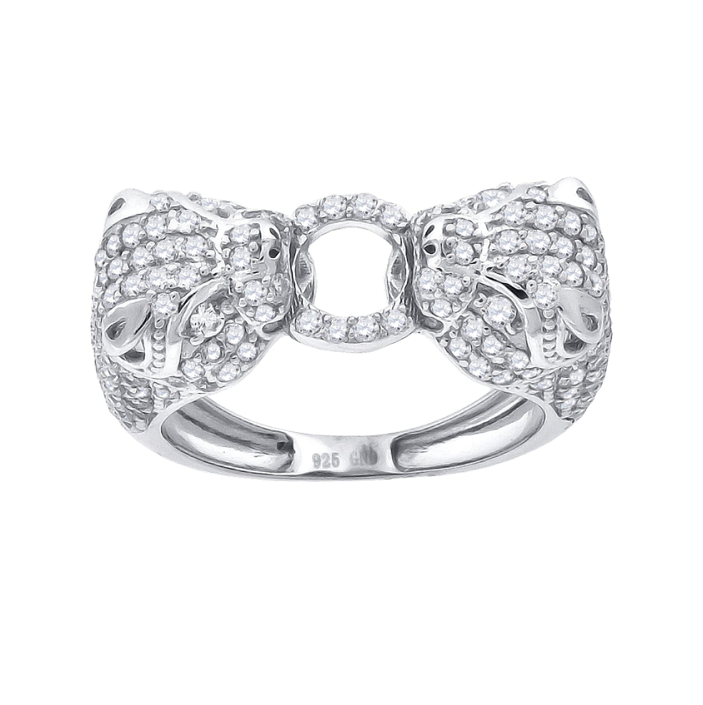 Sterling Silver Womens Cubic-Zirconia Bow Knot Fashion Bridal Anniversary Wedding Engagement Band Ring