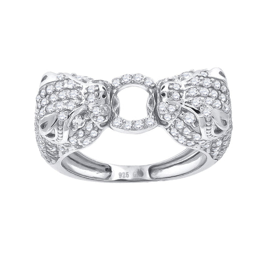 Sterling Silver Womens Cubic-Zirconia Bow Knot Fashion Bridal Anniversary Wedding Engagement Band Ring