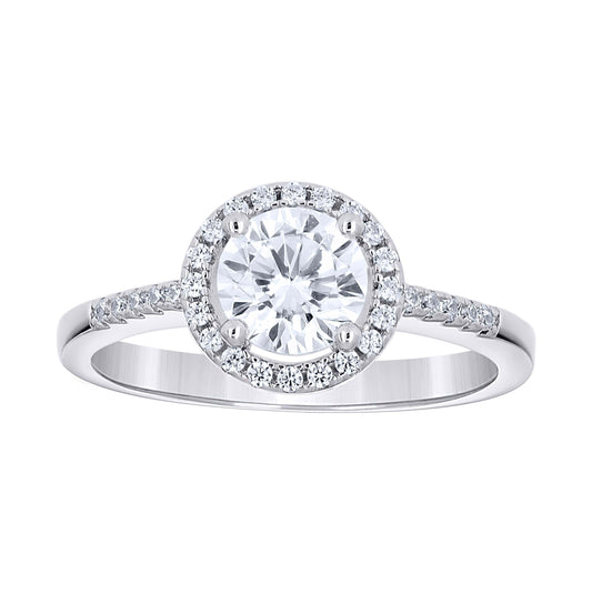 Sterling Silver Women's Cubic Zirconia Halo Bridal Anniversary Wedding Engagement Band Ring