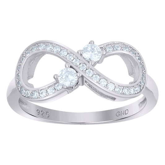 Sterling Silver Women's Cubic Zirconia Infinity Fashion Bridal Anniversary Wedding Engagement Band Ring