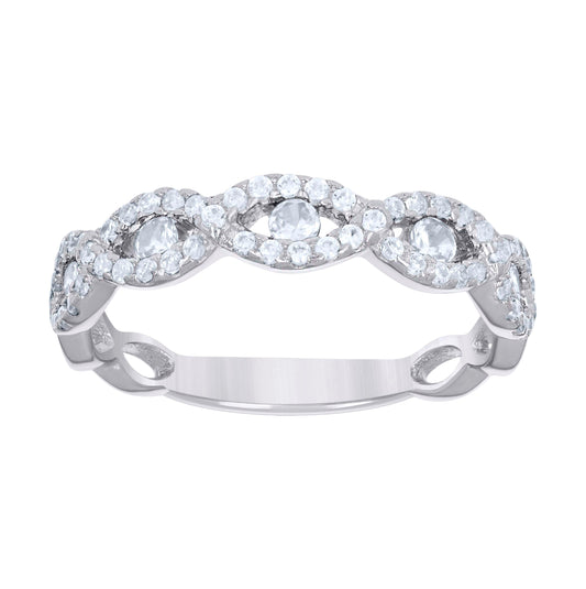 Sterling Silver Women's Cubic-Zirconia Infinity Fashion Bridal Anniversary Wedding Engagement Band Ring