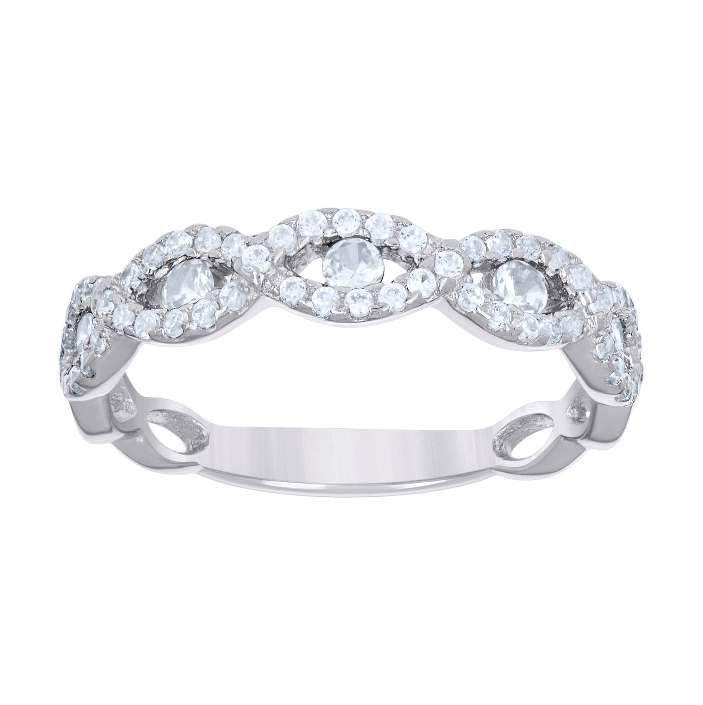 Sterling Silver Women's Cubic-Zirconia Infinity Fashion Bridal Anniversary Wedding Engagement Band Ring
