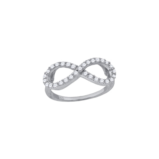 Sterling Silver Women's Cubic-Zirconia Infinity Fashion Bridal Anniversary Wedding Engagement Band Ring