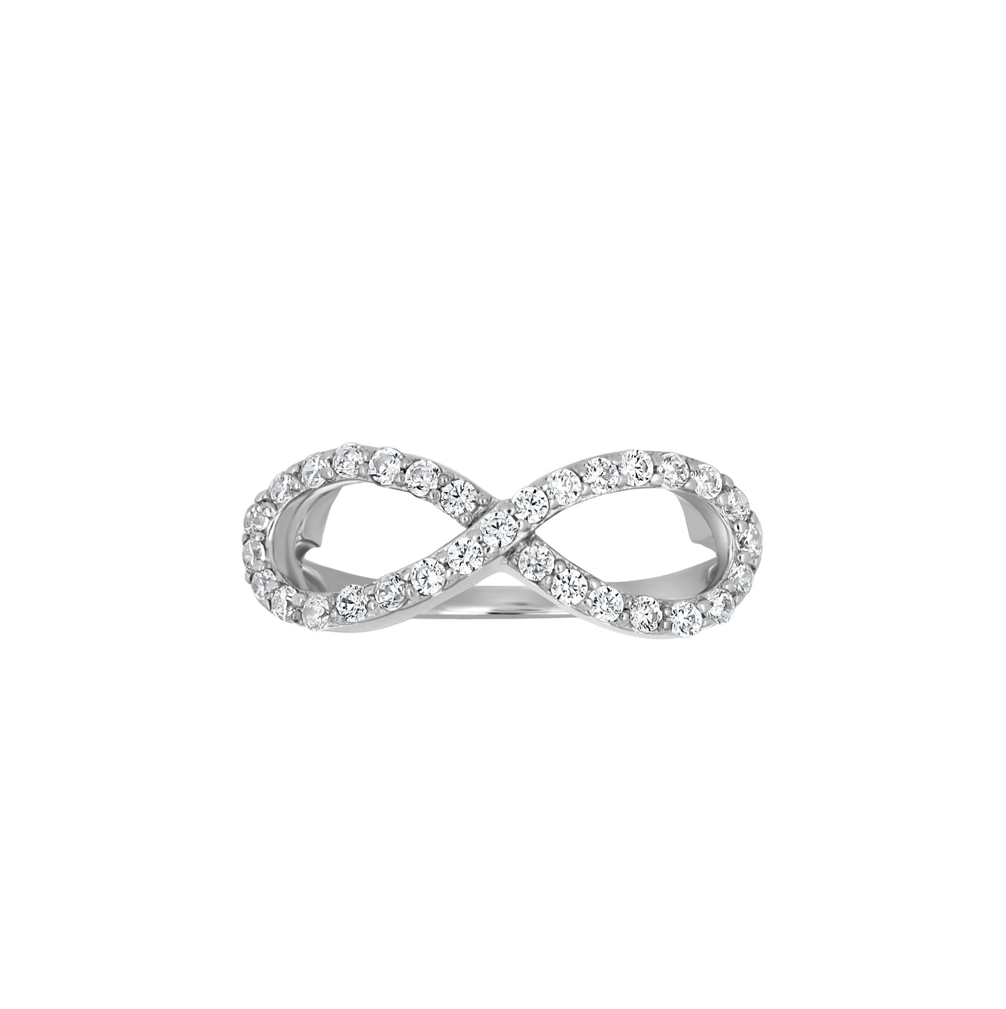 Sterling Silver Women's Cubic-Zirconia Infinity Fashion Bridal Anniversary Wedding Engagement Band Ring