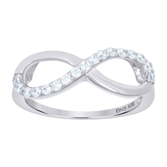 Sterling Silver Women's Cubic-Zirconia Infinity Fashion Bridal Anniversary Wedding Engagement Band Ring