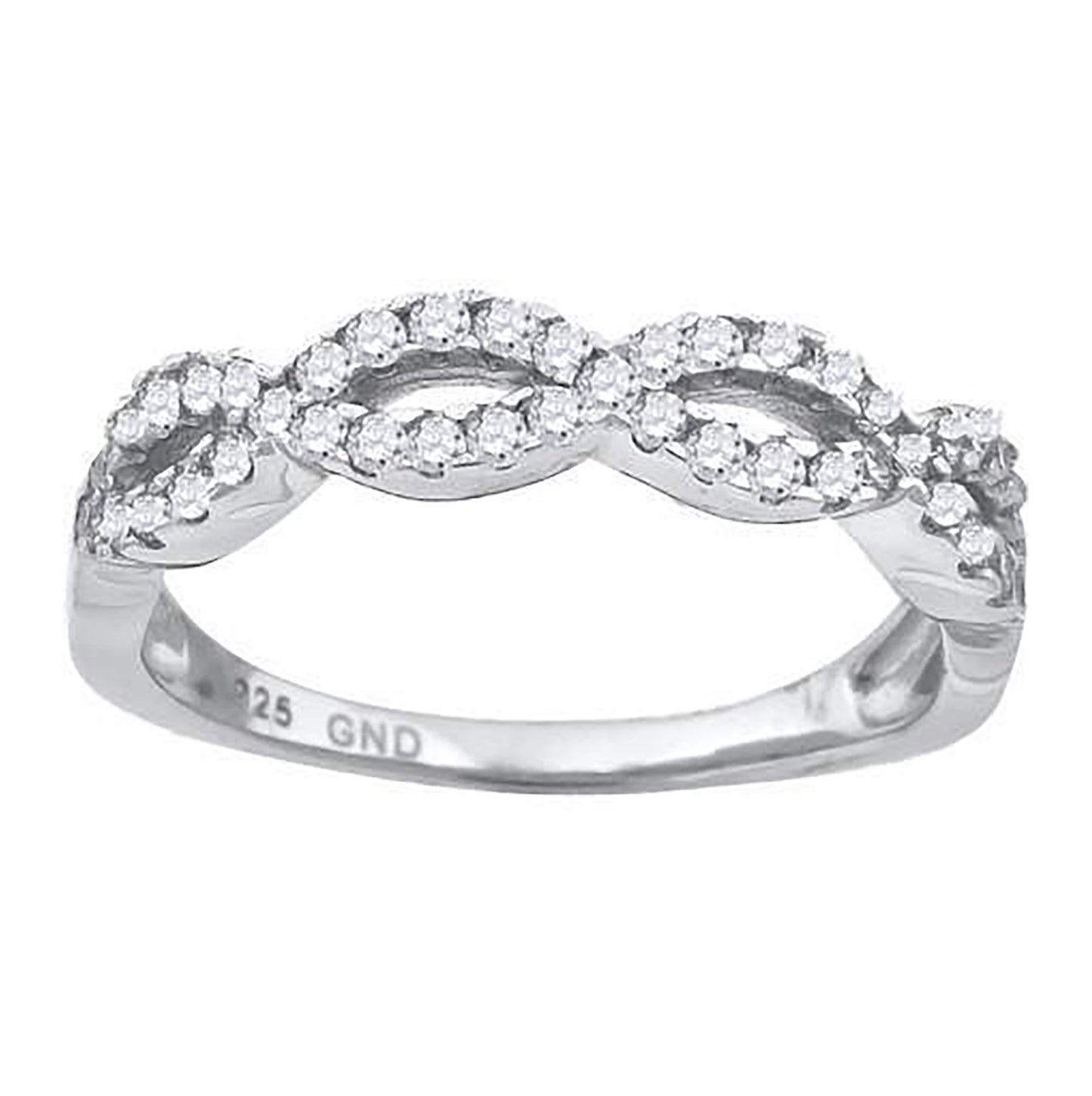 Sterling Silver Women's Cubic-Zirconia Infinity Fashion Bridal Anniversary Wedding Engagement Band Ring