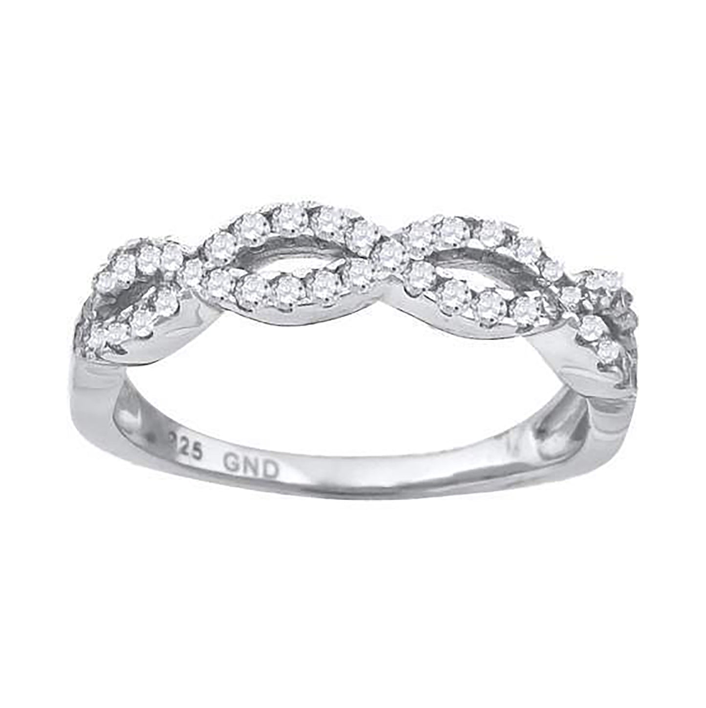Sterling Silver Women's Cubic-Zirconia Infinity Fashion Bridal Anniversary Wedding Engagement Band Ring