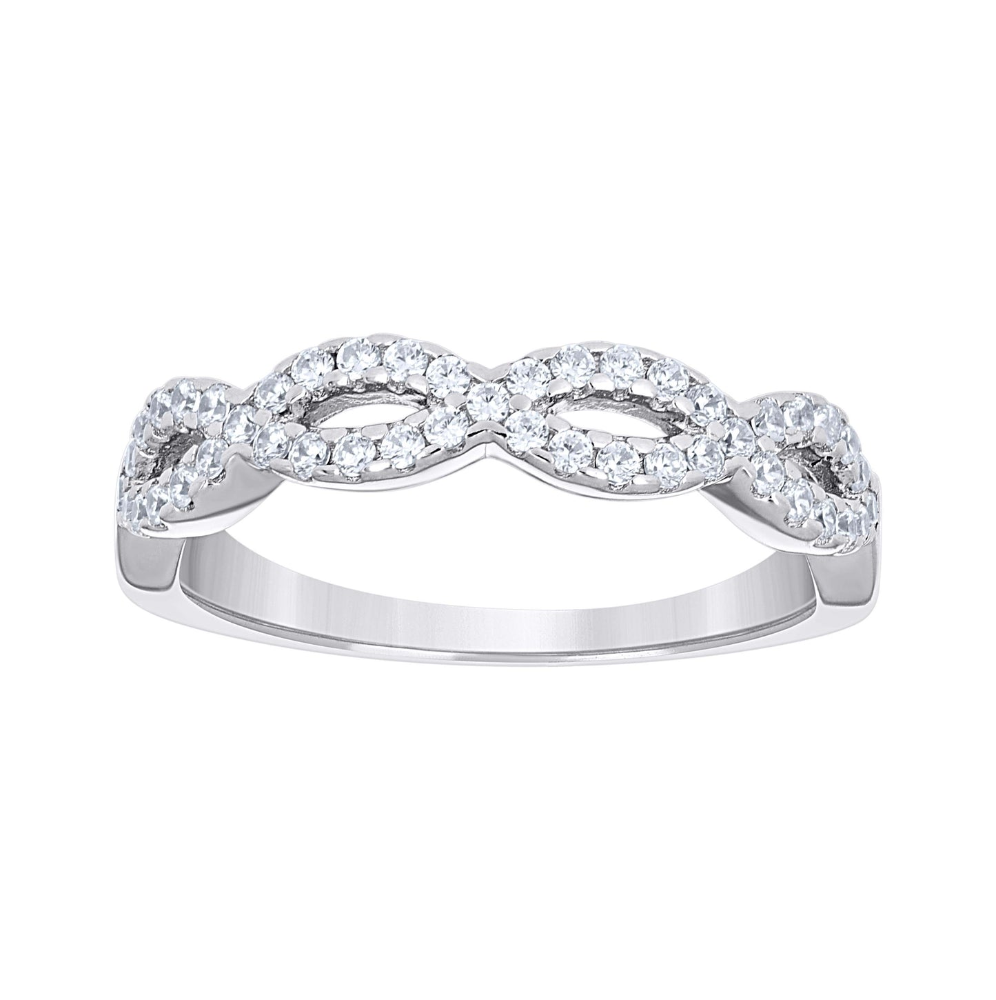 Sterling Silver Women's Cubic-Zirconia Infinity Fashion Bridal Anniversary Wedding Engagement Band Ring
