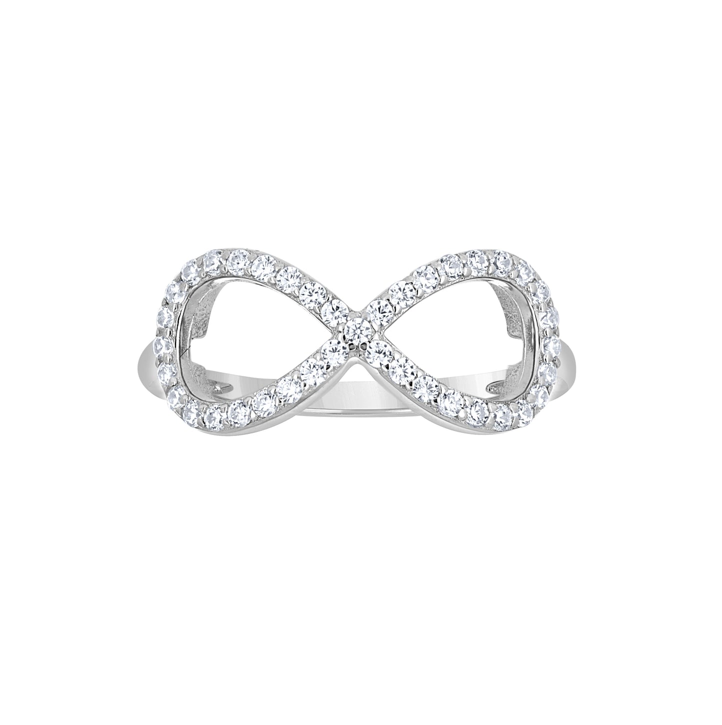 Sterling Silver Womens Cubic-Zirconia Infinity Bridal Anniversary Wedding Engagement Band Ring