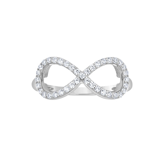 Sterling Silver Womens Cubic-Zirconia Infinity Bridal Anniversary Wedding Engagement Band Ring
