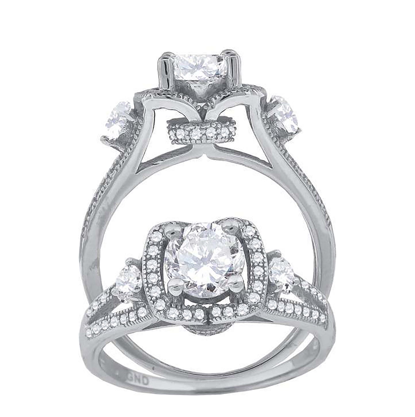 Sterling Silver Women's Cubic-Zirconia Fashion Bridal Anniversary Wedding Engagement Band Ring