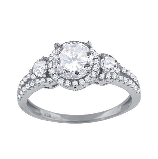 Sterling Silver Womens Cubic-Zirconia Fashion Bridal Anniversary Engagement Wedding Ring