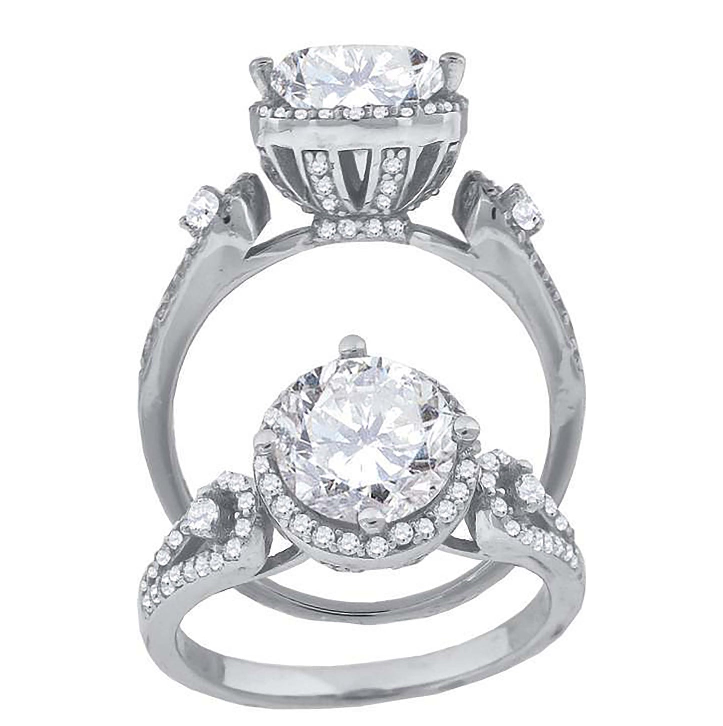 Sterling Silver Women's Cubic-Zirconia Fashion Bridal Anniversary Engagement Wedding Ring