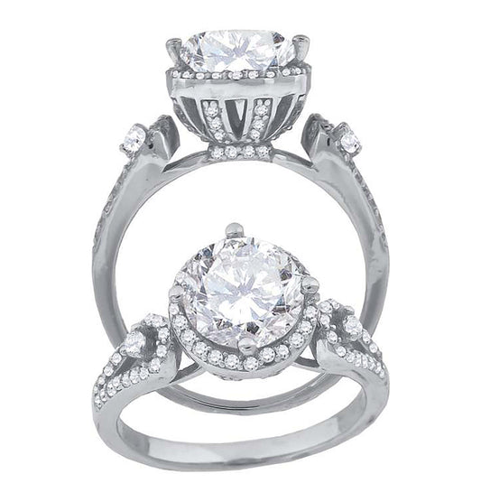 Sterling Silver Women's Cubic-Zirconia Fashion Bridal Anniversary Engagement Wedding Ring