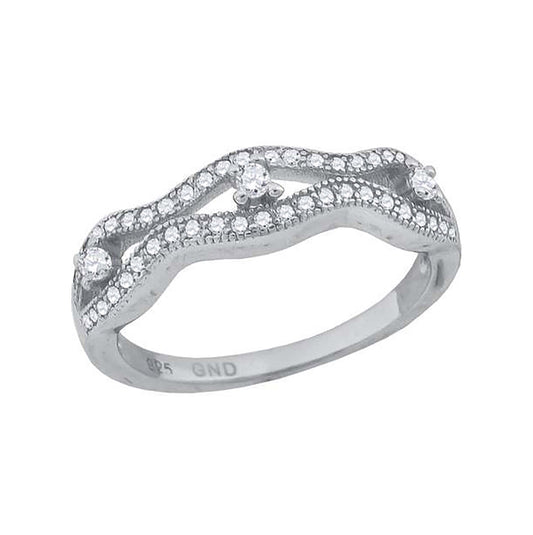 Sterling Silver Women's Cubic-Zirconia Fashion Bridal Anniversary Wedding Engagement Band Ring